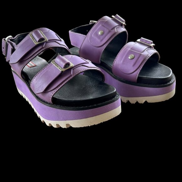Hunter Double Strapped Platform Pastel Purple Sandals 6 - Picture 1 of 8